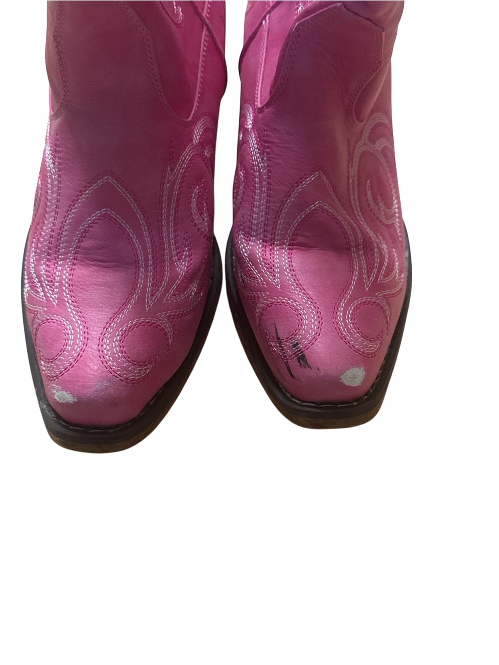 Roper Women’s Pink Leather Western Cowboy Boots Size 6 scuffed toes - Picture 5 of 8